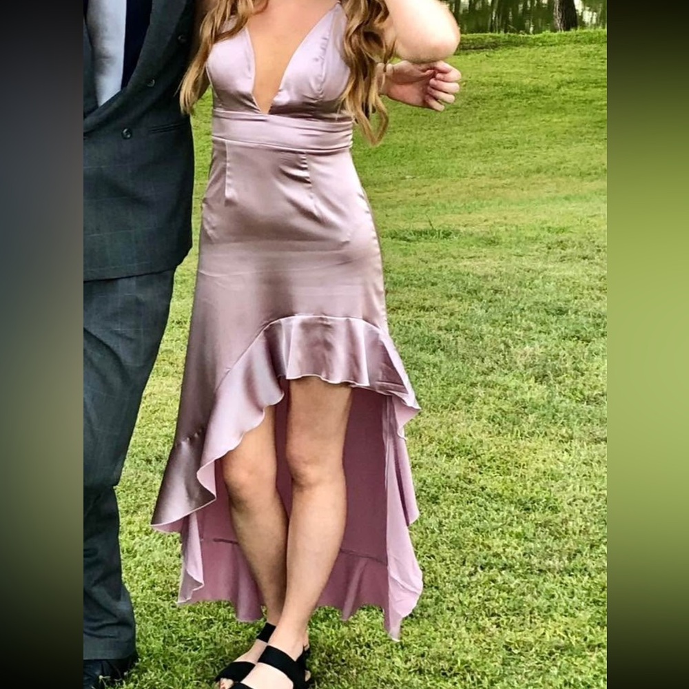 Elegant Mauve Satin Dress